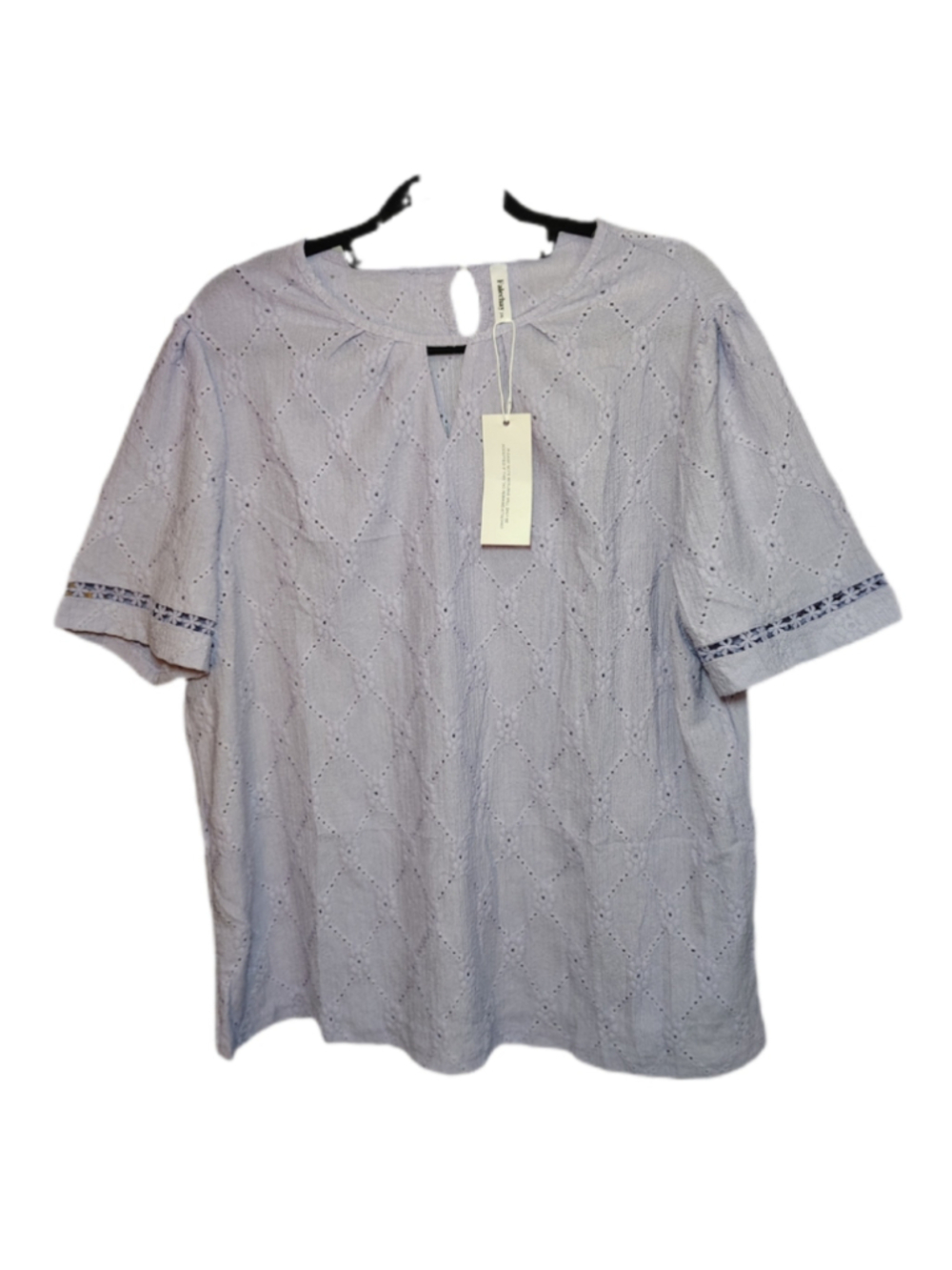 Falechay 2XL Lavender Eyelet Blouse NWT Plus Size Lilac Textured Top - Picture 4 of 10